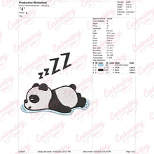 Sleeping Panda Embroidery Design