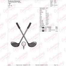 Golf Crossed Clubs Embroidery Design