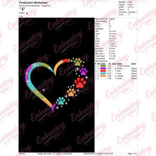 Heart Shape Paw Embroidery Design