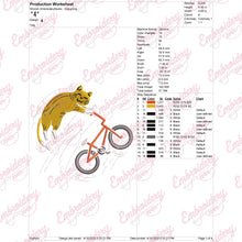 Cat Riding Bicycle Embroidery Design