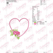 Elegant Heart Flower Embroidery Design