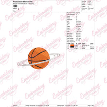 Basketball With Saturn Rings Embroidery Design