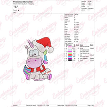 Christmas Unicorn With Santa Hat Embroidery Design