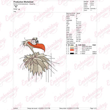 Cartoon Vulture Bird Head Embroidery Design