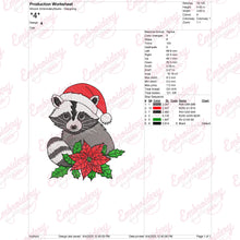 Christmas Raccoon In Santa Hat Embroidery Design