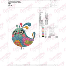 Elegant Colorful Bird Embroidery Design