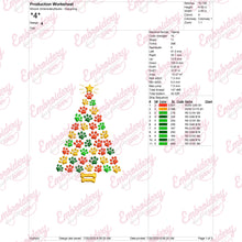 Paw Print Christmas Tree Embroidery Design