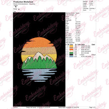 Sunset Mountain Embroidery Design