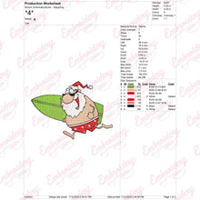 Surfing Santa Christmas Embroidery Design