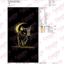 Mystic Black Cat Embroidery Design