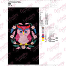 Flower Power Owl Embroidery Design