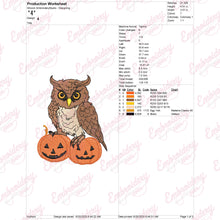 Halloween Owl Pumkin Embroidery Design