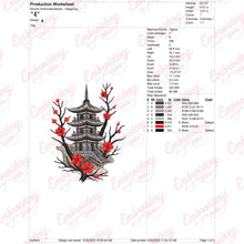Japanese Pagoda Embroidery Design