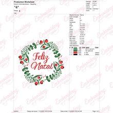 Feliz Natal Christmas Wreath Embroidery Design