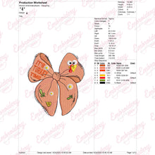Coquette Turkey Bow Thanksgiving Embroidery Design
