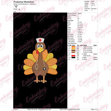 Turkey Nurse Thanksgiving Embroidery Design