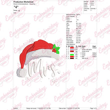 Mrs. Claus Christmas Hat Embroidery Design