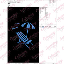 Beach Chair and Parasol Embroidery Design