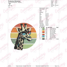 Vintage Giraffe Sunglasses Embroidery Design