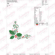 Christmas Holly Embroidery Design