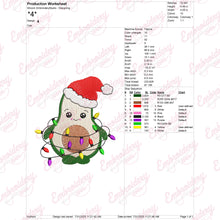 Christmas Avocado With Lights Embroidery Design