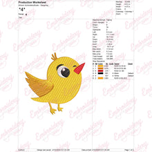 Cute Yellow Bird Embroidery Design