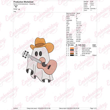 Halloween Ghost Cowboy With Guitar Embroidery Design