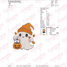 Halloween Ghost Holding Pumpkin Embroidery Design