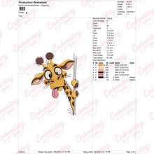 Funny Peeking Giraffe Embroidery Design