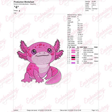 Cute Axolotl Embroidery Design