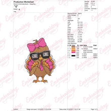 Thanksgiving Gobble Girl Bow Turkey Embroidery Design
