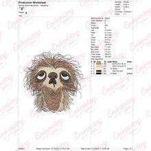 Crazy Sloth Embroidery Design