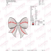Baseball Simple Bow Embroidery Design