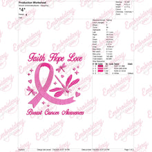 Faith Hope Love Dragonfly Breast Cancer Embroidery Design