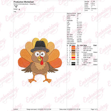 Cartoon Turkey Thanksgiving Embroidery Design