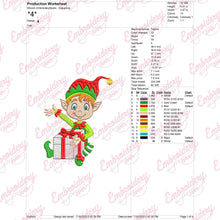 Happy Christmas Elf Embroidery Design