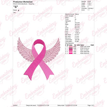 Pink Ribbon Angel Wings Breast Cancer Embroidery Design