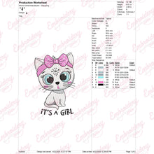 It's a Girl Kitten Embroidery Design