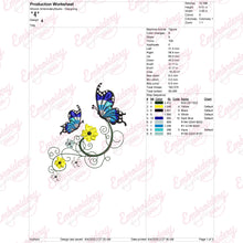 Butterfly With Flowers Embroidery Design