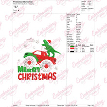 Christmas Dinosaur Riding Monster Truck Embroidery Design