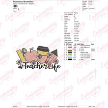 Teacher Life Embroidery Design