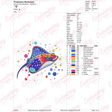 Colorful Stingray Embroidery Design
