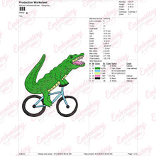 Alligator Riding Bicycle Embroidery Design