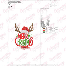 Merry Christmas Reindeer Antlers Embroidery Design