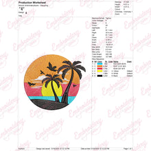 Sunset With Palm Trees Embroidery Design
