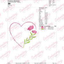 Love Heart Floral Embroidery Design