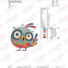 Cute Colorful Owl Bird Machine Embroidery Design
