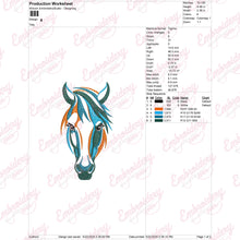 Colorful Horse Head Embroidery Design
