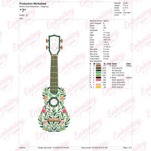 Floral Ukulele Embroidery Design