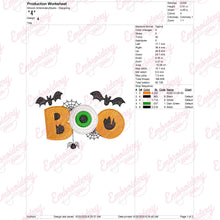 Halloween Boo With Bat Spider Embroidery Design